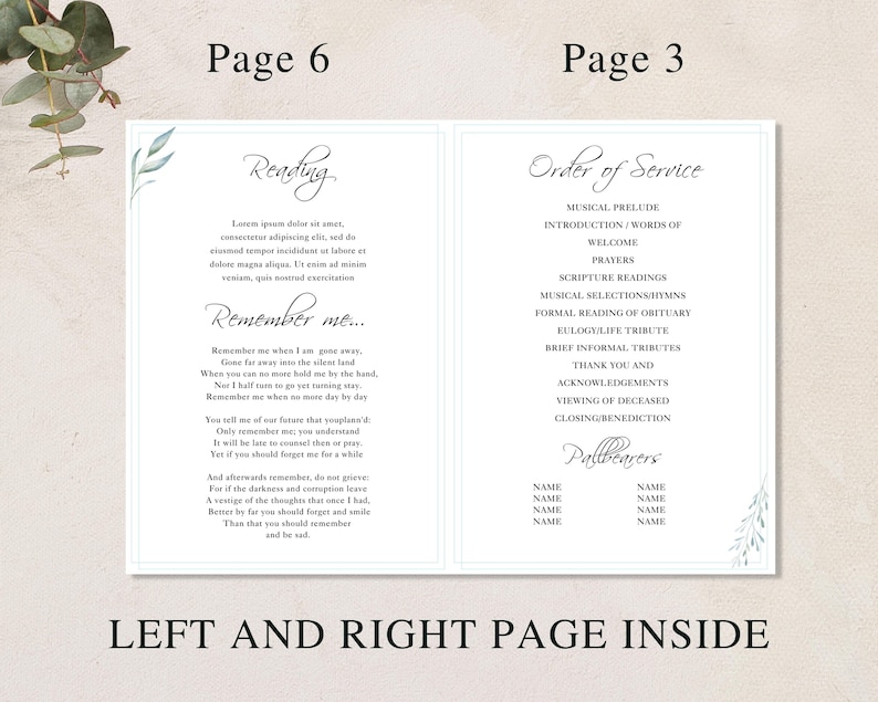 loss of father, funeral card, funeral brochure, celebration of life, funeral program, obituary template, loss of mother, in loving memory, loss of loved one, canva template, loss of grandmother, funeral template, obituary program