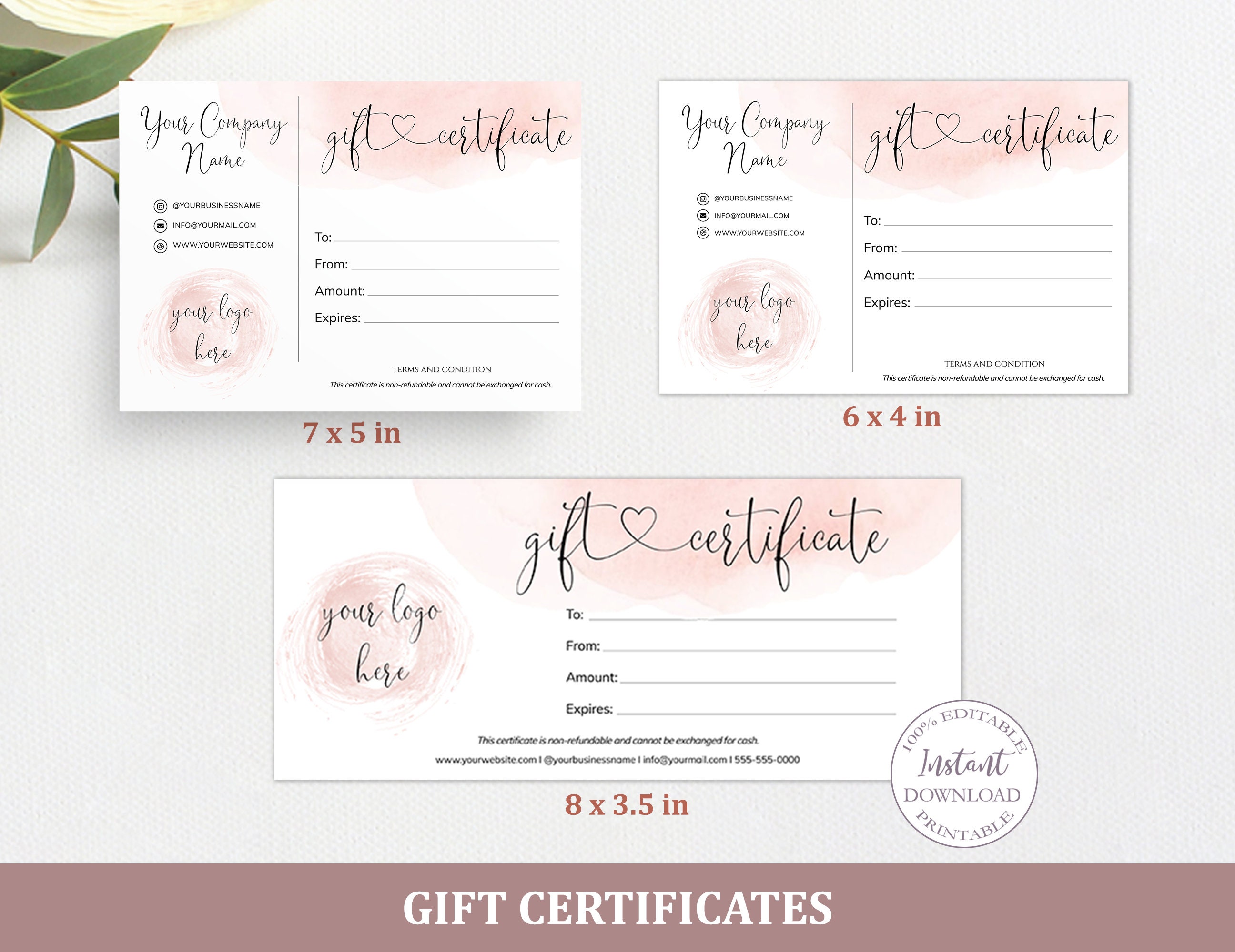 Rose Gold Thank You Cards Gift Certificate Small Business - Etsy