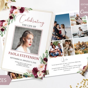 8 Page Funeral Program Template, Canva Funeral Template Printable, Editable Bi-Fold Obituary Funeral Template, Funeral In loving memory.