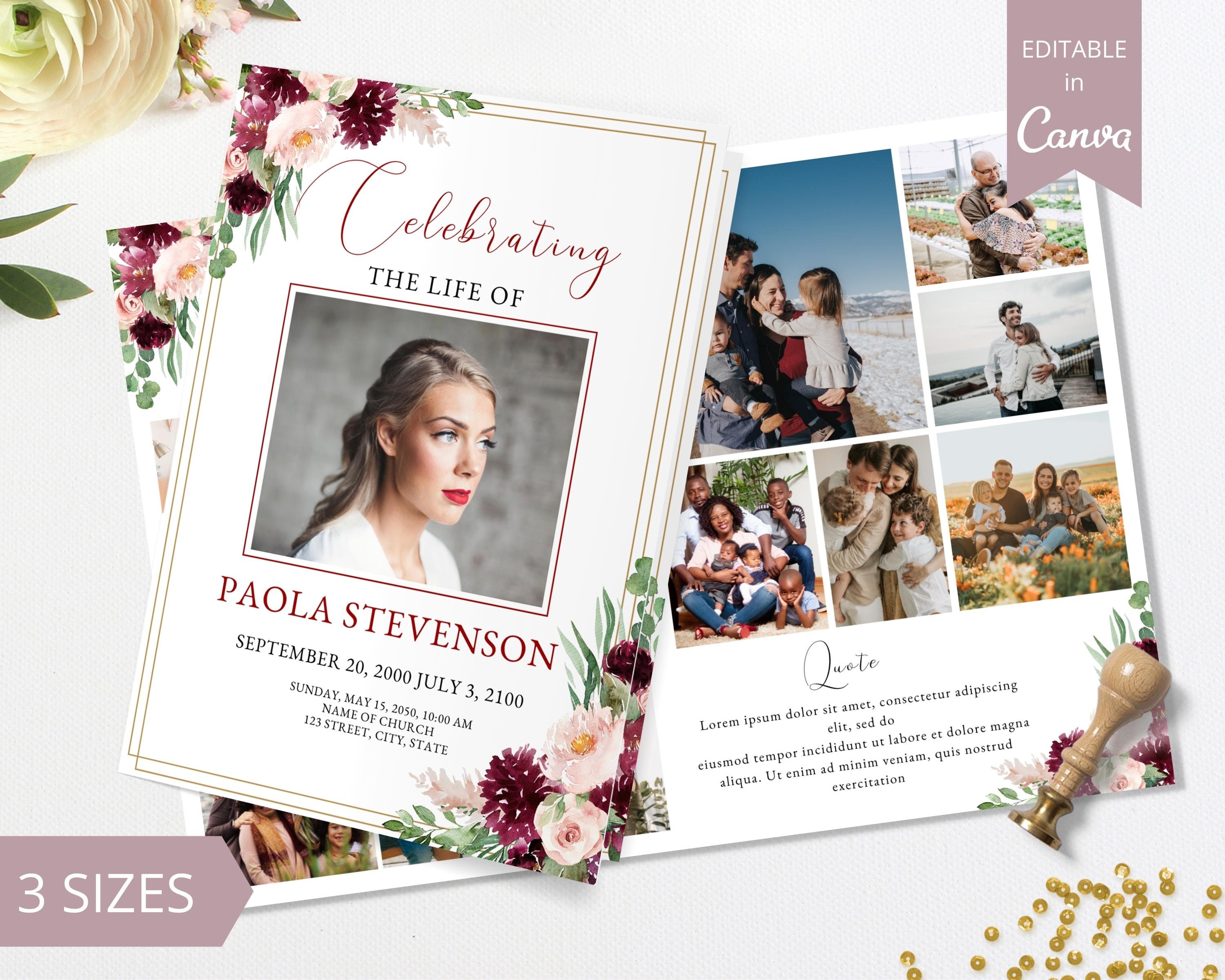8 page funeral program template canva funeral template - etsy