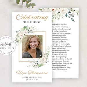 Funeral Prayer Cards Obituary Template, Editable Loss Of Mother Memorial Card, Printable Prayer Card Funeral Template,2 Sizes Included.F-018