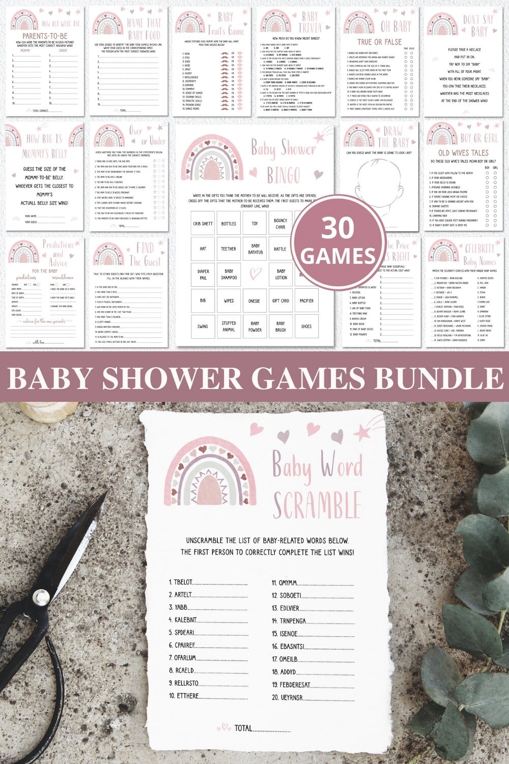 30 Boho Rainbow Baby Shower Games Printable Editable Baby | Etsy