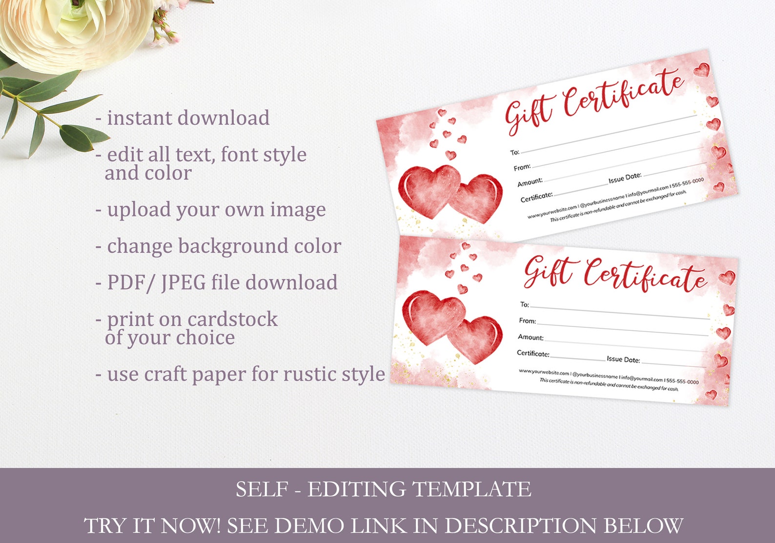 Love Gift Certificate Template Editable Quarantine Gift Card | Etsy