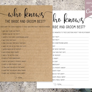 Who Knows The Couple Best, Editable Canva Template, Bridal Shower Game, Printable Rustic Games, Wedding Game, Bachelorette Party Games