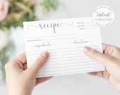Recipe Cards Printable, Recipe Card Template, Recipe Cards 4x6, Modern Recipe Card, Digital Recipe Card, 100% Editable Canva Template