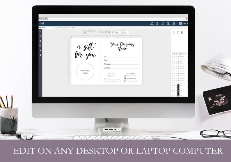 Rustic Gift Card Printable Editable Etsy Gift Card for Etsy