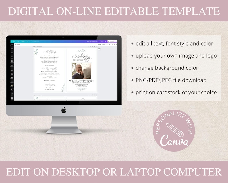 loss of father, funeral card, funeral brochure, celebration of life, funeral program, obituary template, loss of mother, in loving memory, loss of loved one, canva template, loss of grandmother, funeral template, obituary program