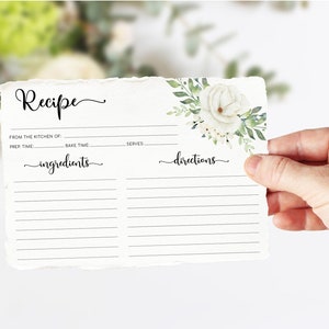 Recipe Cards Printable, Floral Recipe Card Template, Digital Recipe ...