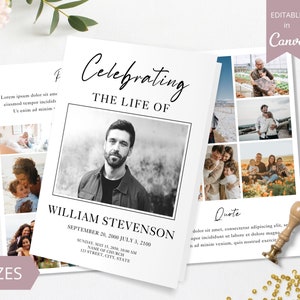 8 Page Funeral Program Template, Canva Funeral Template Printable, Editable Bi-Fold Obituary Funeral Template, Funeral In loving memory.