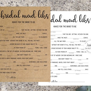 Bridal Shower Games - Bachelorette Party Mad Libs - Editable Template - Wedding Shower DIY Game, Printable Party Games, SRP-029