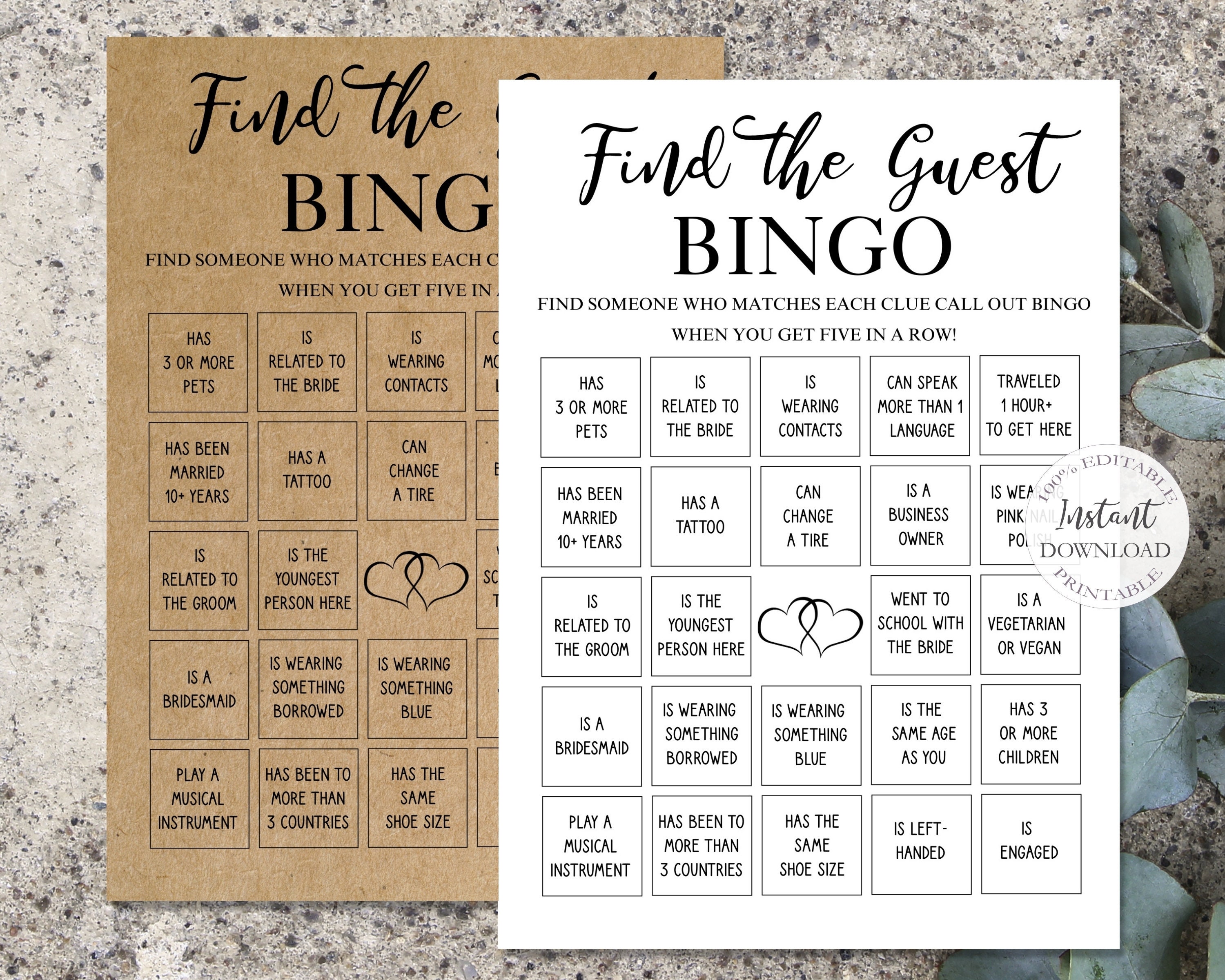 Find The Guest Bingo Bridal Shower Games Printable Shower | Etsy