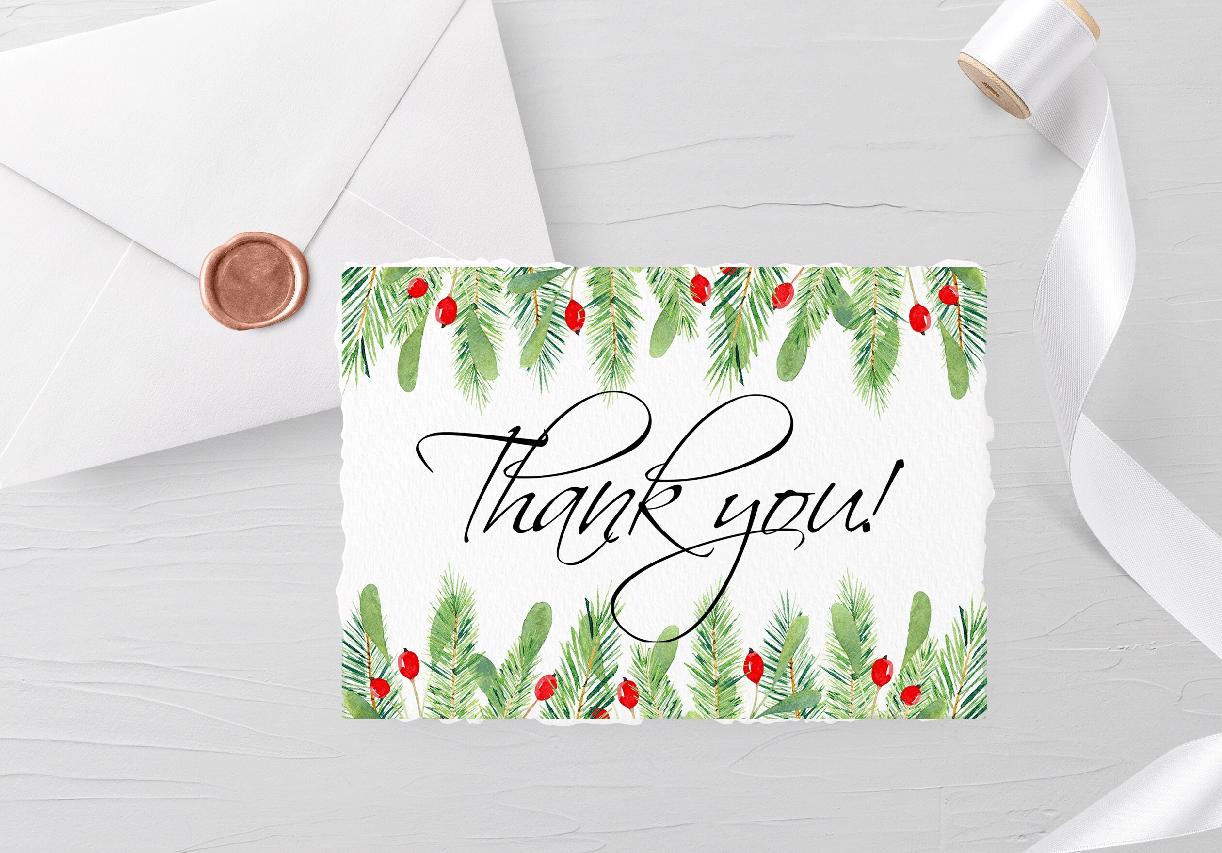 Christmas Thank You Card Template Printable Xmas Thank You - Etsy