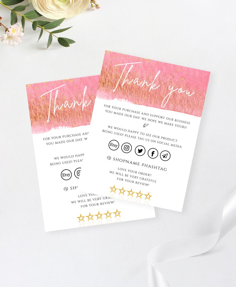 Small Business Thank You Cards Mercari Thank You Card Etsy