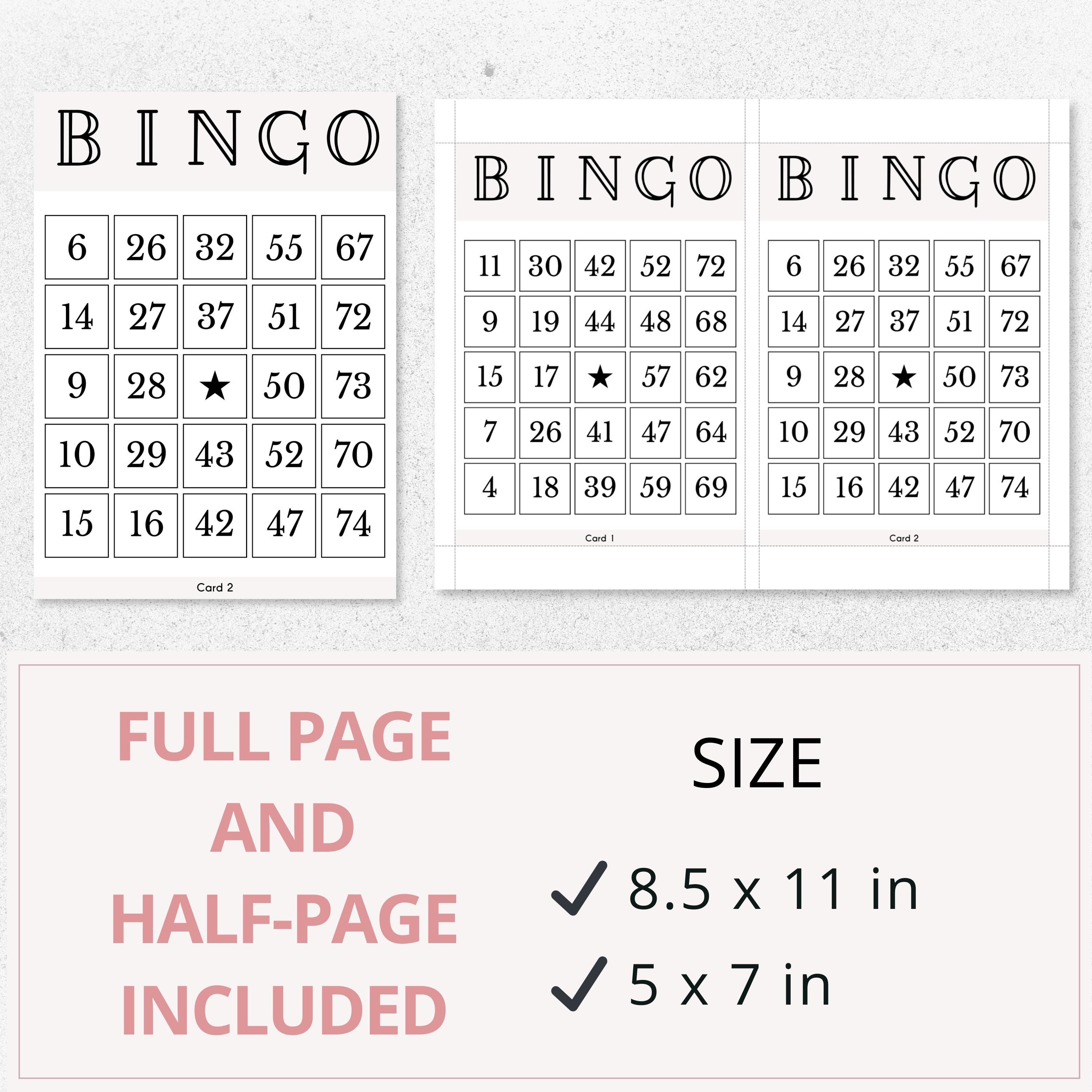 100 Printable Bingo Cards | 1, 2, 4 and 6 per Page, Custom Bingo Card ...