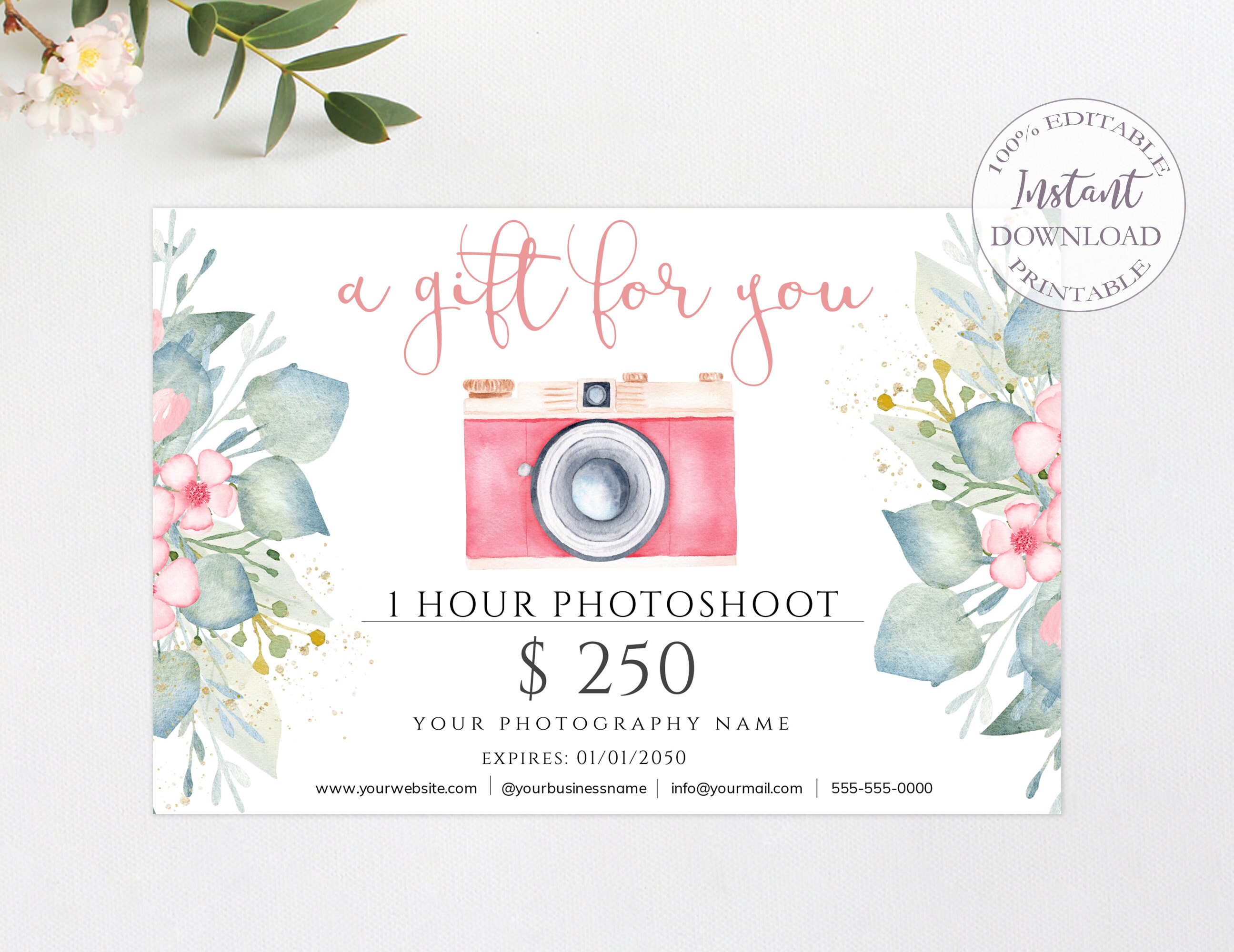 Photography Gift Certificate Template Printable Gift Ideas - Etsy