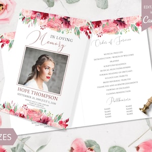 8 Page Funeral Program Template, Canva Funeral Template Printable, Editable Bi-Fold Obituary Funeral Template, Funeral In loving memory.