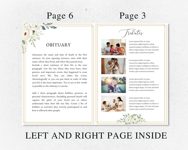 loss of father, funeral card, funeral brochure, celebration of life, funeral program, obituary template, loss of mother, in loving memory, loss of loved one, canva template, loss of grandmother, funeral template, obituary program