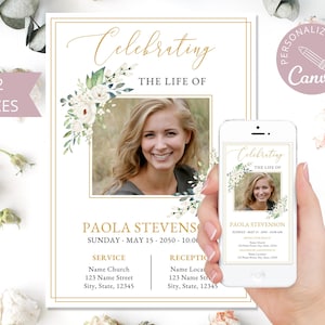 Funeral Invitation Template Program I Editable CanvaTemplate I Funeral AnnouncementI Electronic Invitation Card I Celebration of Life