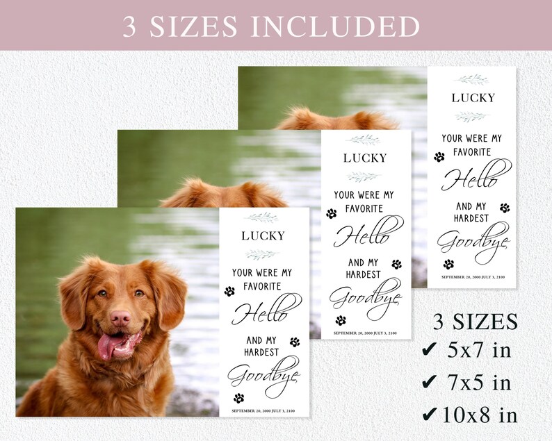 Pet Memorial Card I Editable Canva Template I Pet Loss Gift - Etsy