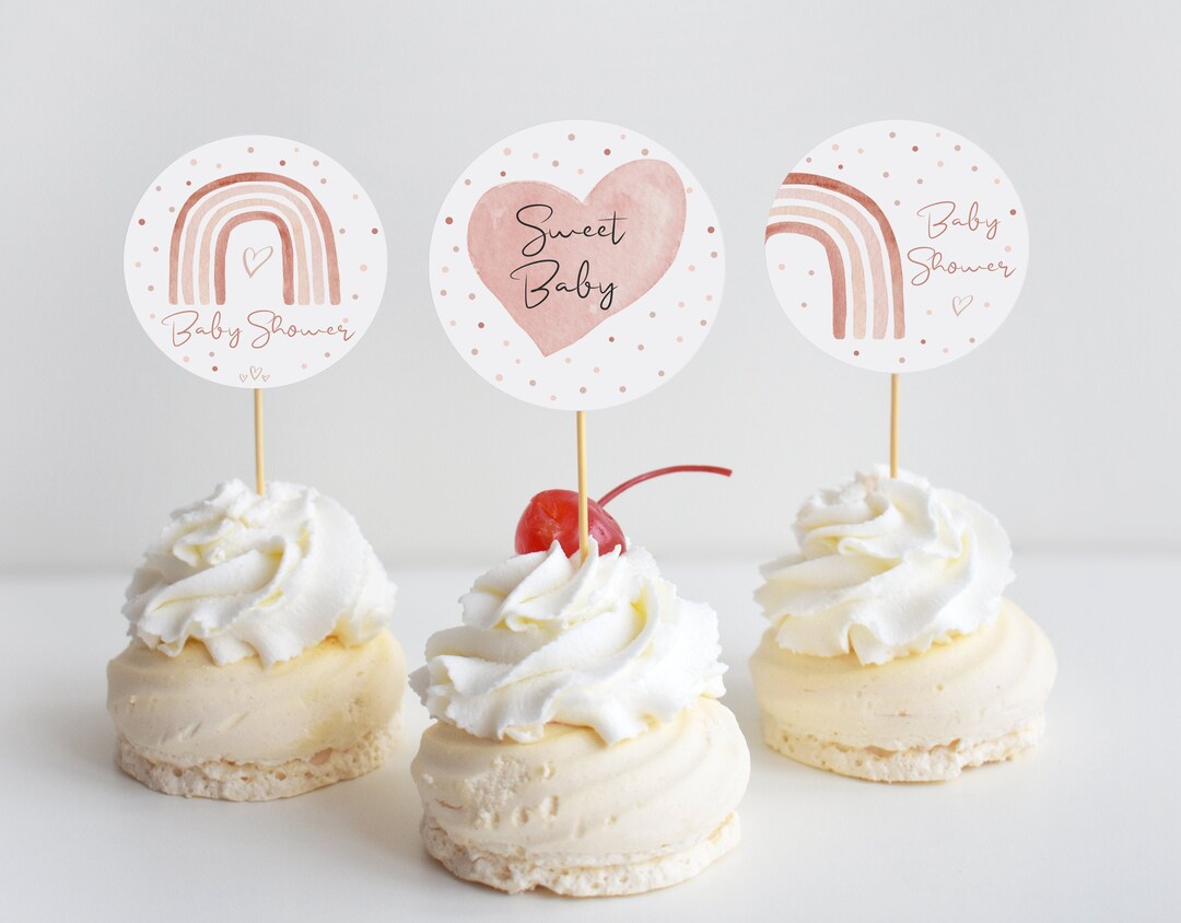 Rainbow Cupcake Topper Template Personalized Cupcake Tags Etsy