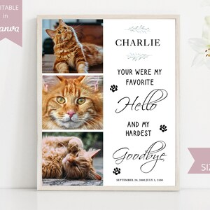 Pet Memorial Card I Editable Canva Template I Pet Loss Gift Card I Sympathy Cat Sign I Memorial Keepsake Gift I Pet Celebration Card
