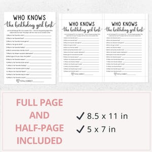 Who Knows The Birthday Girl Best Quiz Game | Canva Birthday Template | Trivia For Teens | Tween Birthday Game | Slumber Party Questions
