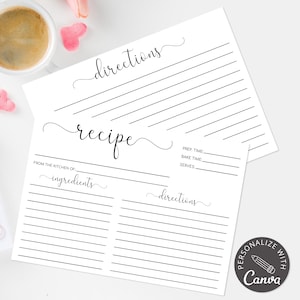 Tarjetas de recetas imprimibles, plantilla de tarjeta de recetas, tarjetas de recetas de 4x6, tarjeta de recetas moderna, tarjeta de recetas digital, plantilla Canva 100% editable imagen 9