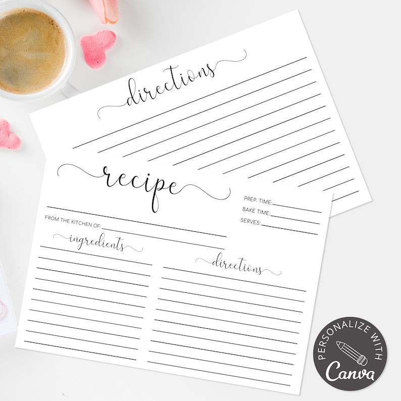 Tarjetas de recetas imprimibles, plantilla de tarjeta de recetas, tarjetas de recetas de 4x6, tarjeta de recetas moderna, tarjeta de recetas digital, plantilla Canva 100% editable imagen 9