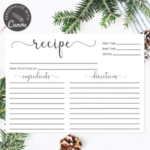 Tarjetas de recetas imprimibles, plantilla de tarjeta de recetas, tarjetas de recetas de 4x6, tarjeta de recetas moderna, tarjeta de recetas digital, plantilla Canva 100% editable imagen 11
