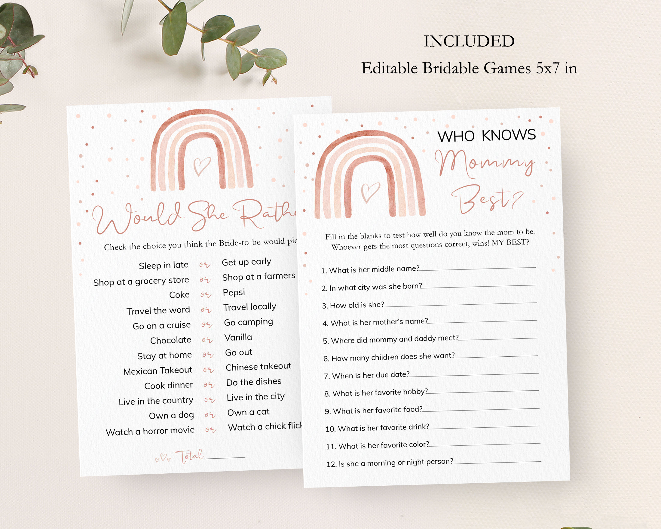 Rainbow Baby Shower Games Bundle Printable 11 Shower Game Etsy