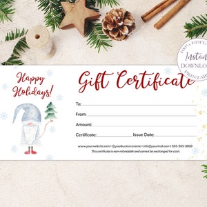 Gift Certificate Template, Printable Christmas Gift Card, Happy Holidays Gift Cards, Editable Gift Voucher,Business Packaging Insert.SRP-011