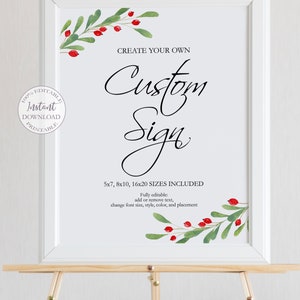 Christmas Custom Sign Printable, Editable Wedding Sign Template ...