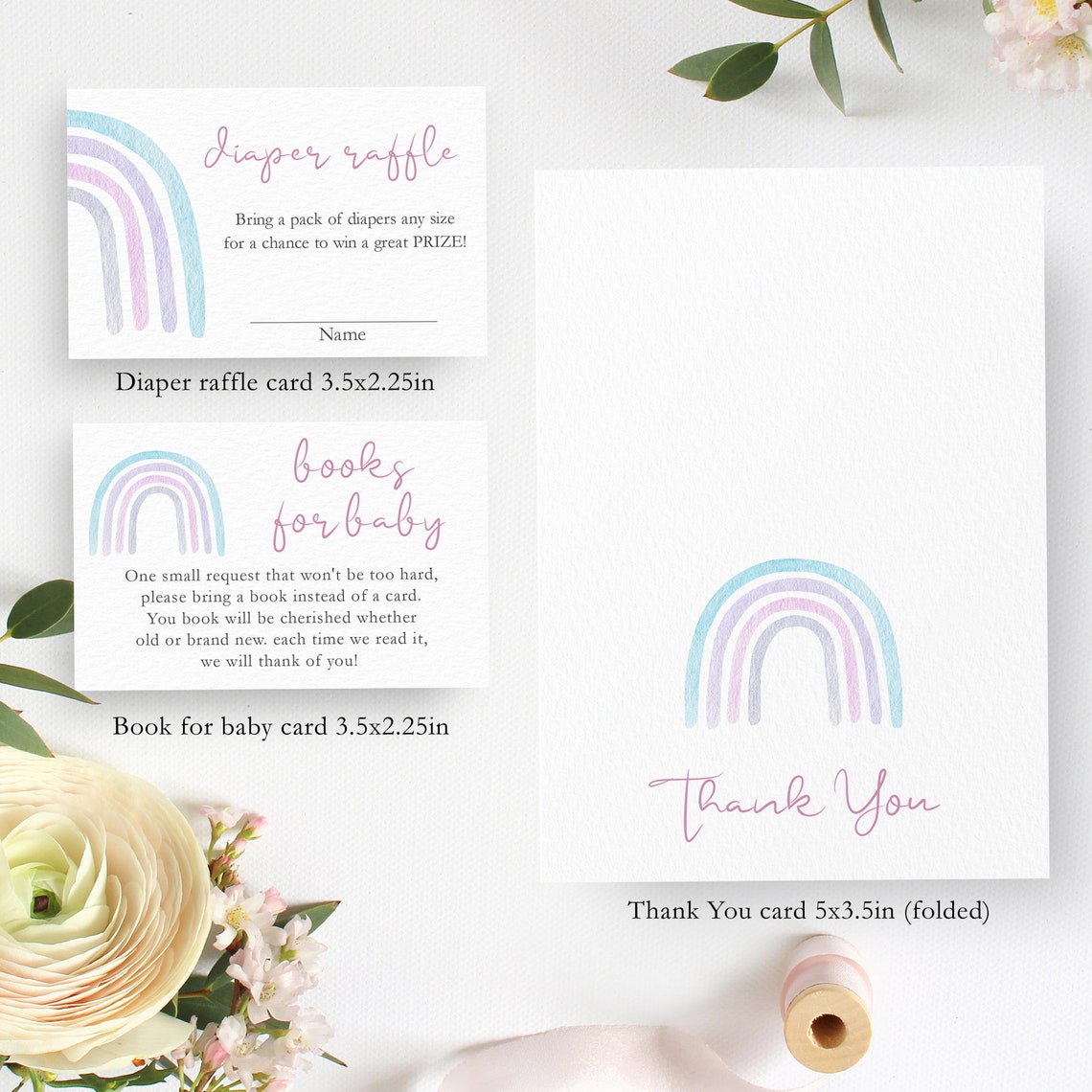 Rainbow Baby Shower Invitation Set Printable Pastel - Etsy