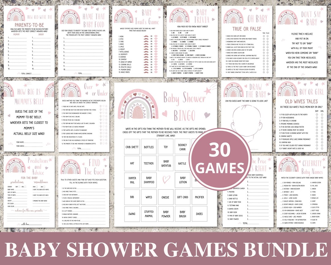 30 Boho Rainbow Baby Shower Games Printable, Editable Baby Shower Games ...