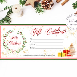 Merry Christmas Gift Cards, Editable Christmas Gift Certificate Template, Printable Custom Gift Card, Christmas Gift Idea.. SRP-011