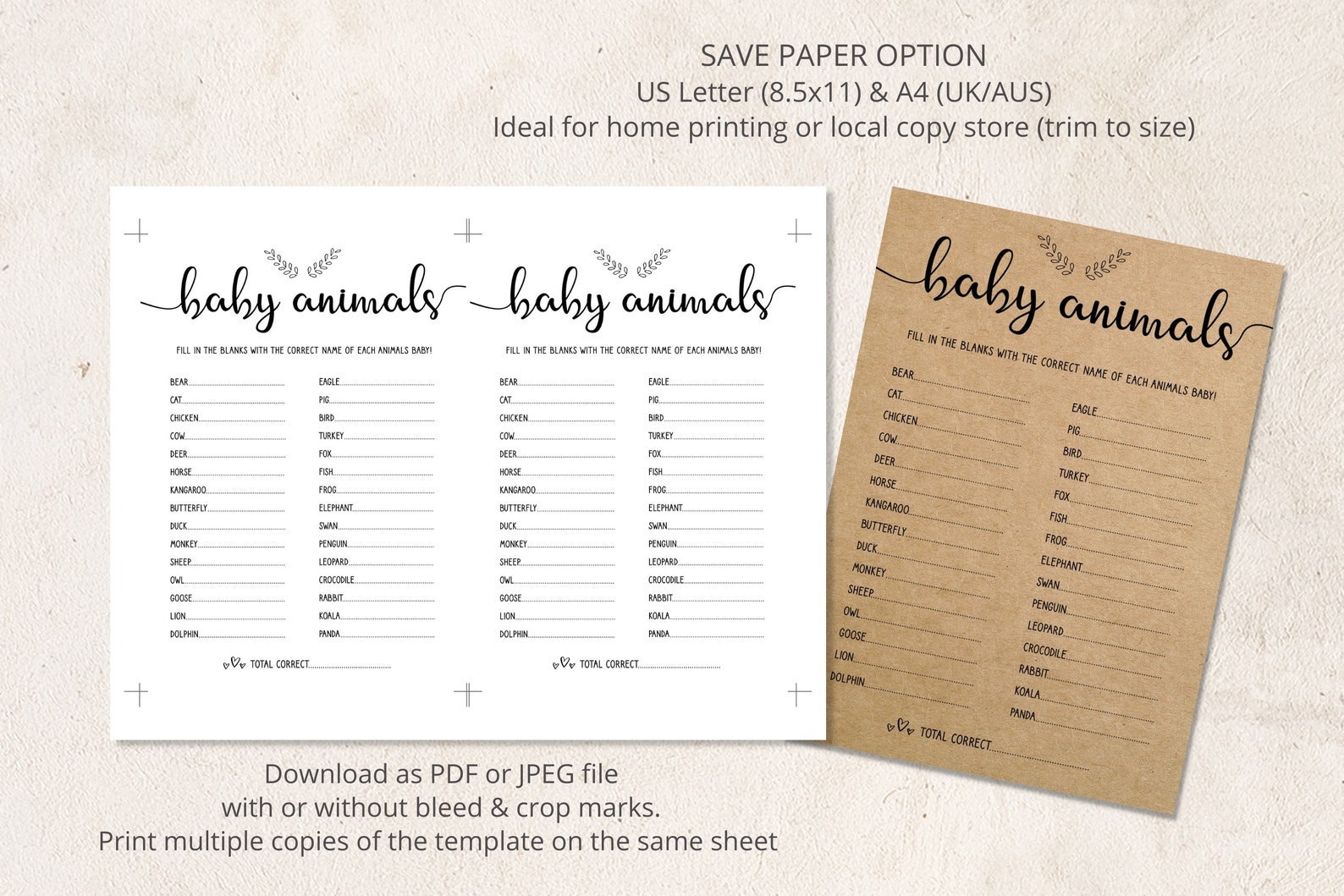 Baby Shower Game Template Editable Baby Animals Game Etsy Baby Shower Game Template Editable Baby Animals Game Etsy