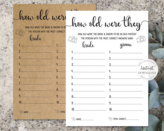 Printable Bridal Shower Games Instant Download Editable - Etsy