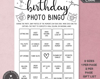 Birthday Photo Bingo Game | Family Reunion, 40th Celebration, 13th Party, Editable Canva Template, Digital Download