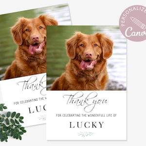 Funeral Dog Thank You Card I Editable Canva Template I Memorial Thank you I Celebration of Life I In Loving Memory I Funeral Sympathy Card