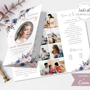 Trifold Funeral Program I Canva Template, Celebration Of Life Obituary Template, Loss Of Mother Funeral Announcement, In Loving Memory Card