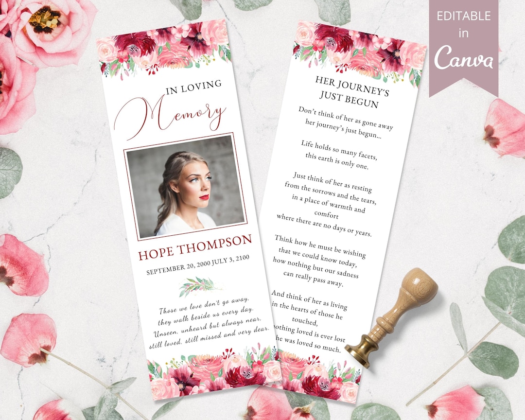 Printable Obituary Bookmarks