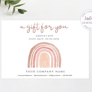 Rainbow Gift Card Template, Editable A Gift For You Card, Printable Gift Certificate, Etsy Gift Coupon, Digital Gift Vouchers. SRP-011