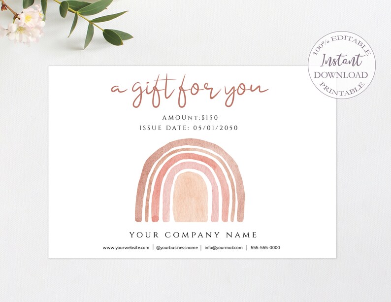 Rainbow Gift Card Printable Small Business Gift Cards | Etsy