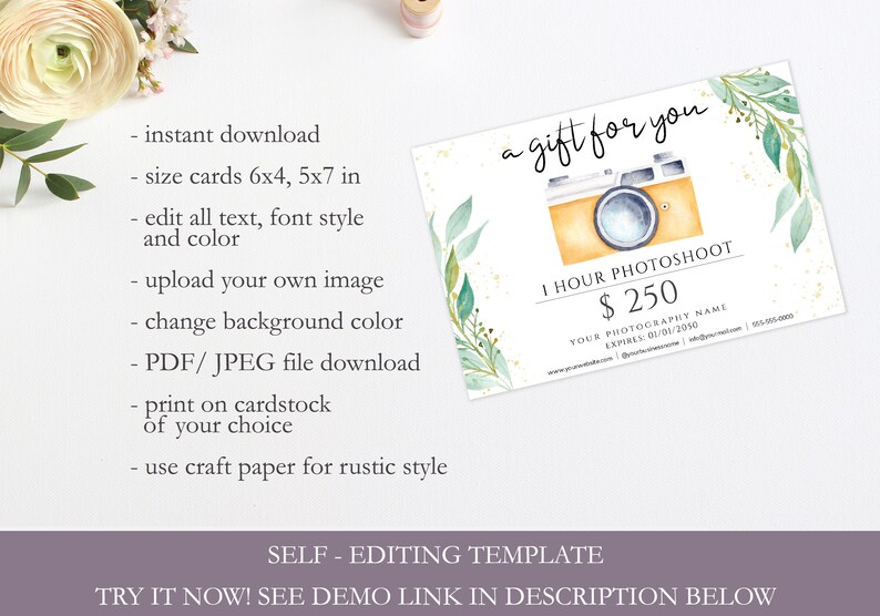 Photoshoot Gift Certificate Template