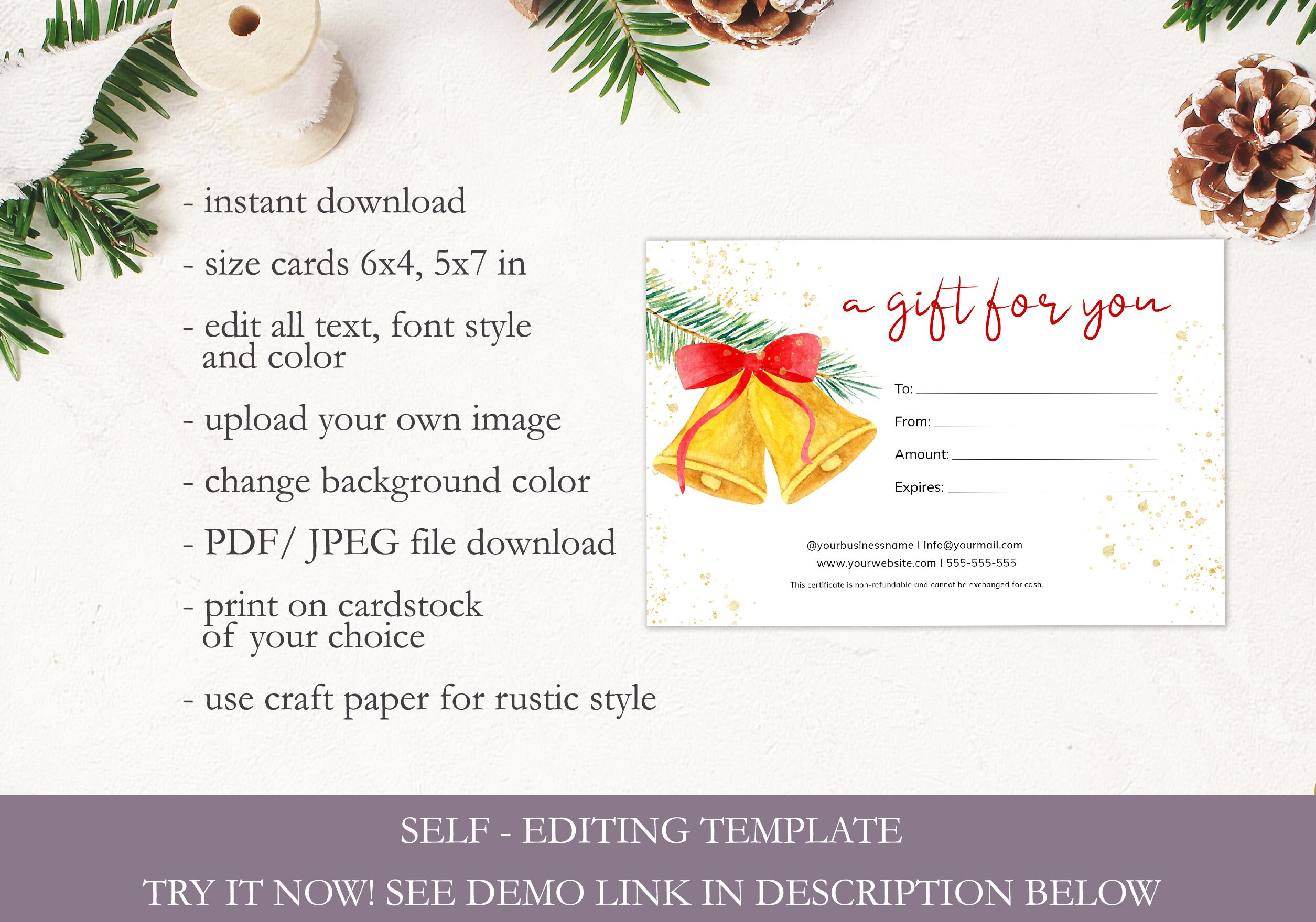 Gift Certificate Template Printable A Gift for You Card | Etsy