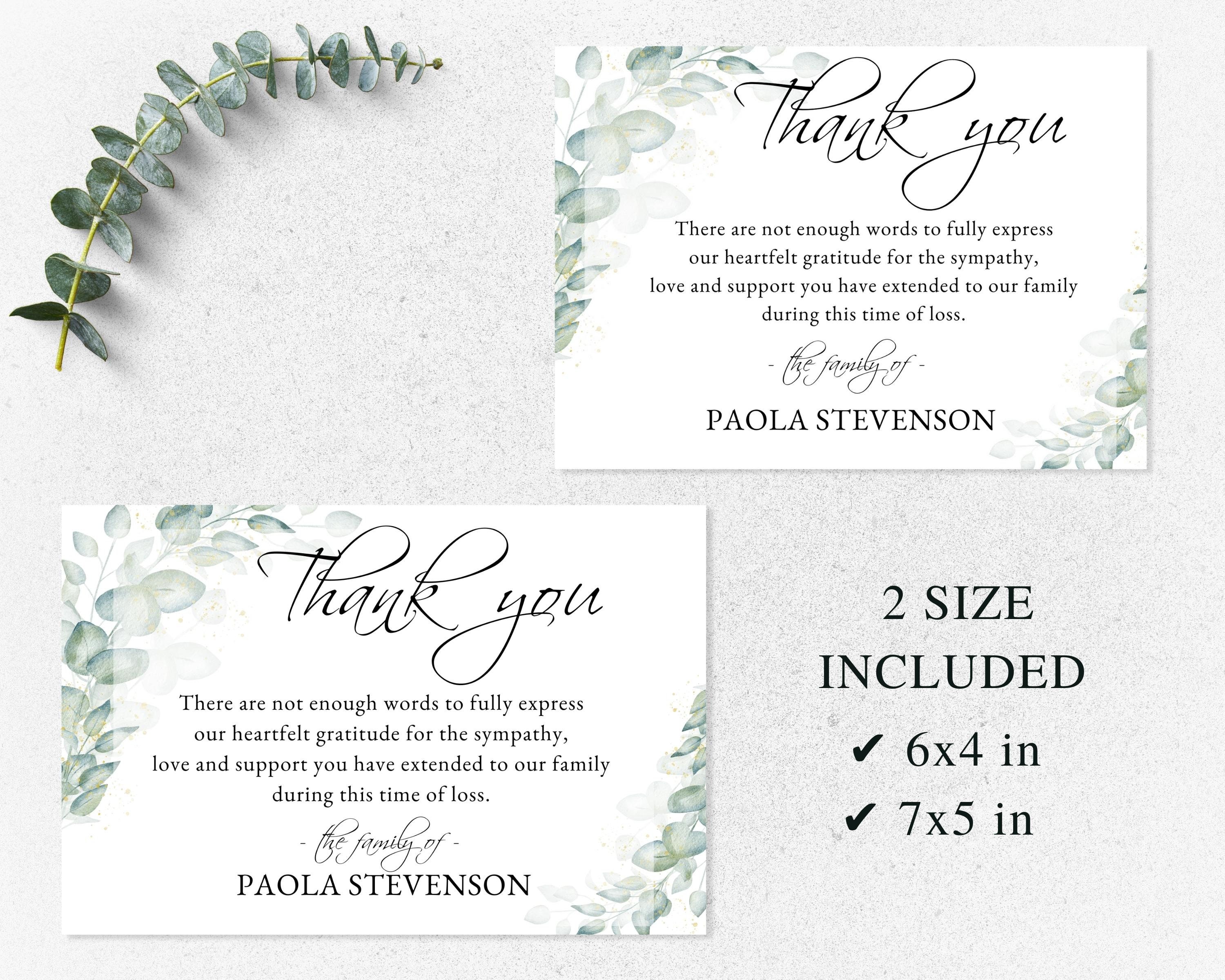Funeral Thank You Card I Editable Canva Template I Memorial - Etsy