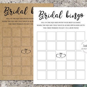 Printable Bridal Shower Bingo Game, 100% EDITABLE  Rustic  Bridal Shower Template, Kraft Printable Party Games, Instant Download SRP-004