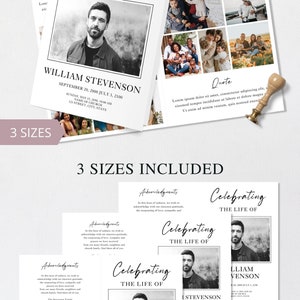 loss of father, funeral card, funeral brochure, celebration of life, funeral program, obituary template, loss of mother, in loving memory, loss of loved one, canva template, loss of grandmother, funeral template, obituary program