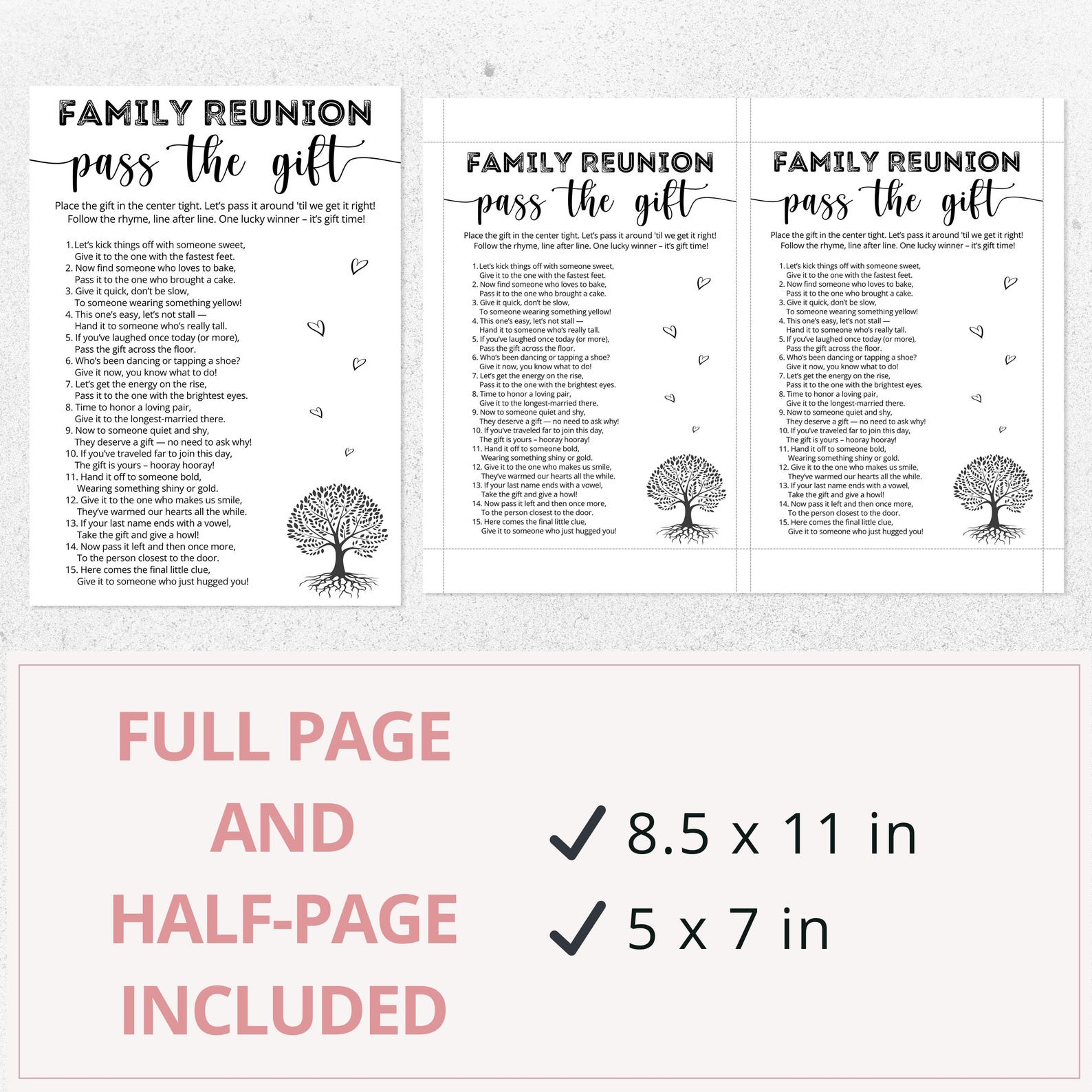Family Reunion Pass the Gift Game | Ice Breaker, Printable Poem ...