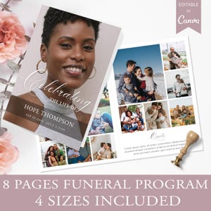 8 Page Funeral Program Template I Canva Template Printable, Celebration Of Life Template, In Loving Memory Funeral Program, Loss Of Mother